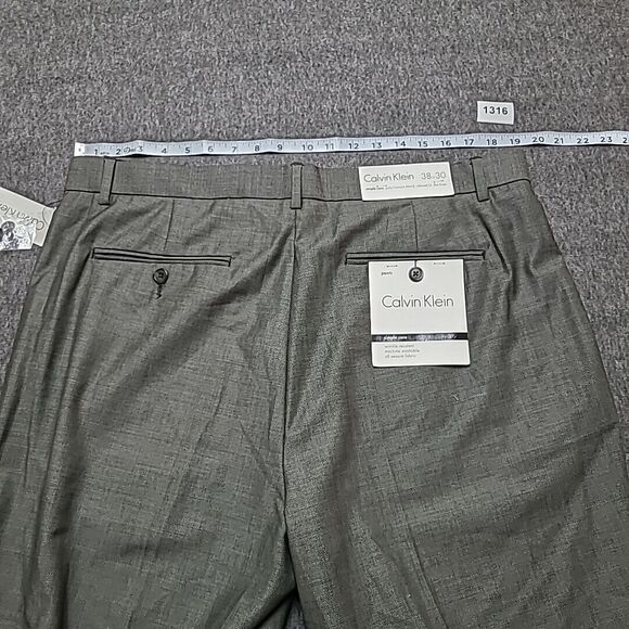 Calvin Klein Mens Pants 38x30 Grey Trousers Simple Care Relaxed Fit Flat Front - Picture 10 of 11